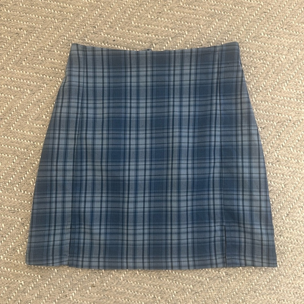 Brandy Melville blue plaid mini skirt